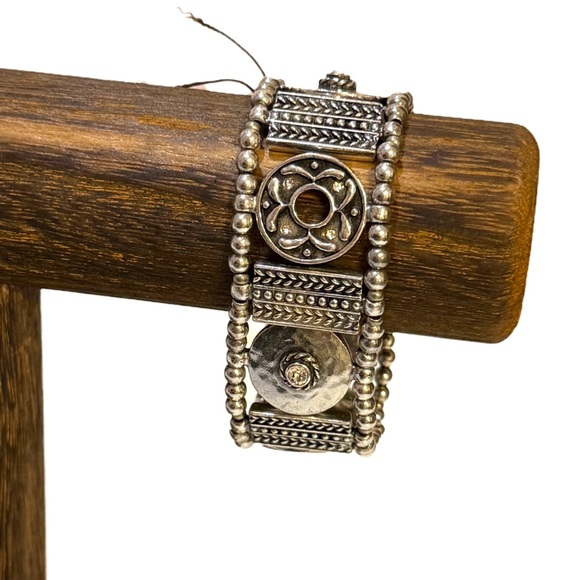 Chico's Silver Tone Geometric Stretch Bracelet NWT - Picture 7 of 7